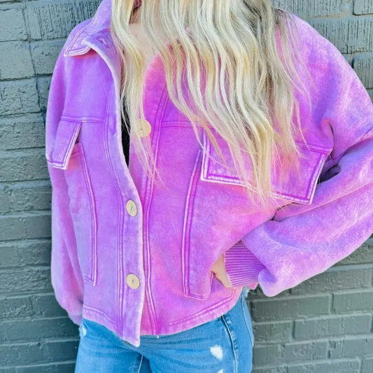 Zenana Pink Button Up Jacket