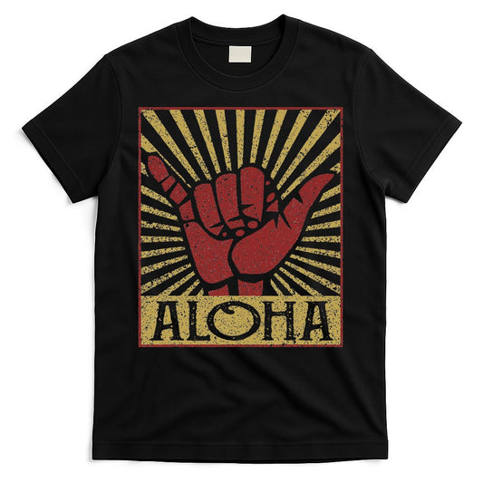 Aloha Hawaiian Hawaii Vintage Distressed Shaka Sign T-Shirt