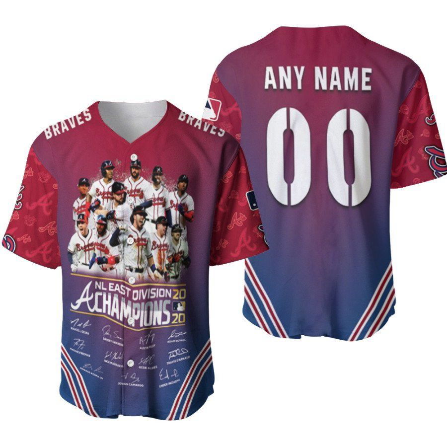 Atlanta Braves NL East Division Champions Great Player Signature Designed Allover Gift With Custom Name Number For Braves Fans Baseball Jersey Gifts for Fans - lylyprint.com