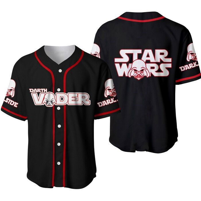 Black Red Darth Vader Star Wars Disney Unisex Cartoon Graphics Casual Outfits Custom Baseball Jersey Gifts for Fans - lylyprint.com