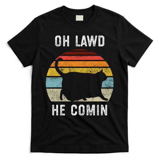 Chonk Cat Retro Style Vintage Meme Oh Lawd He Comin T-Shirt