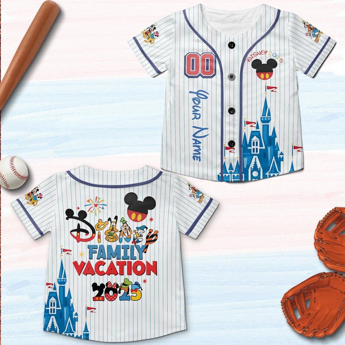 Custom Name And Number Disney Family 2025 Vacation Baseball Jersey