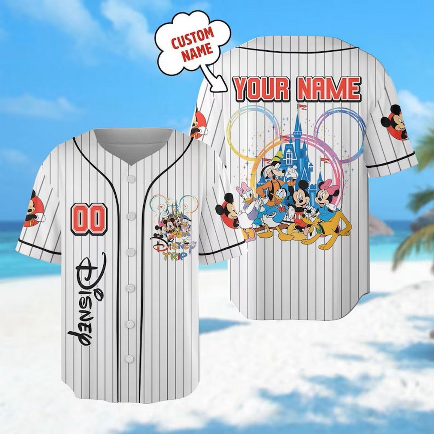 Custom Name And Number Disney Trip 2025 Stripes White Basketball Jersey