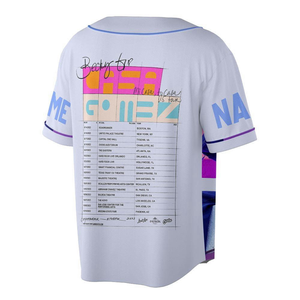 Custom Name Becky G 2023 Tour Baseball Jersey, Mi Casa Tu Casa US Concert - lylyprint.com