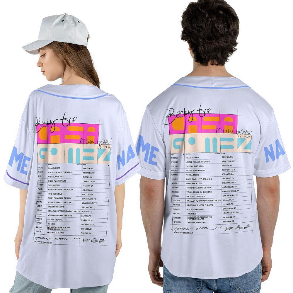 Custom Name Becky G 2023 Tour Baseball Jersey, Mi Casa Tu Casa US Concert - lylyprint.com