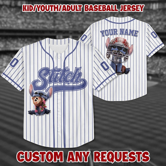Custom Name Cute Disney Stitch 2025 Baseball Jersey