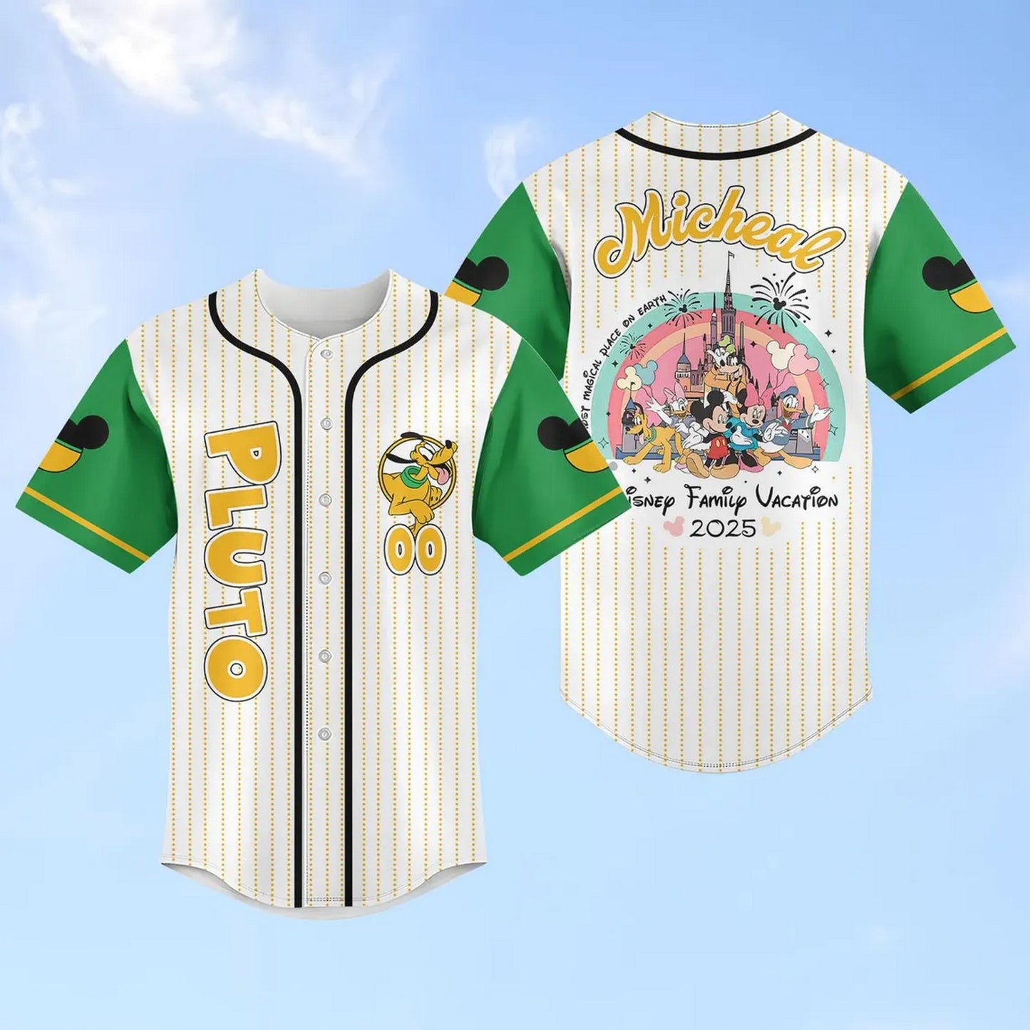 Custom Name Disney Family Vacation 2025 Pluto Baseball Jersey