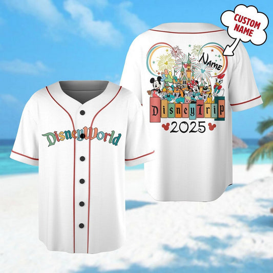 Custom Name Disney Trip 2025 Simple White Basketball Jersey