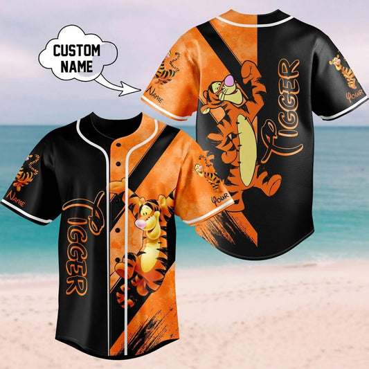 Custom Name Disney Winnie The Pooh Tigger Baseball Jersey