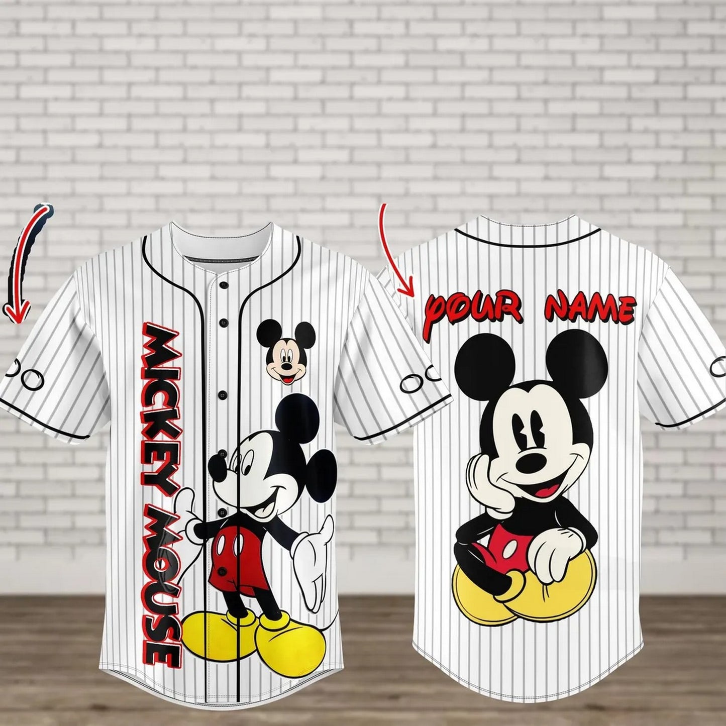 Custom Name Disneyland Classic Mickey Mouse Baseball Jersey