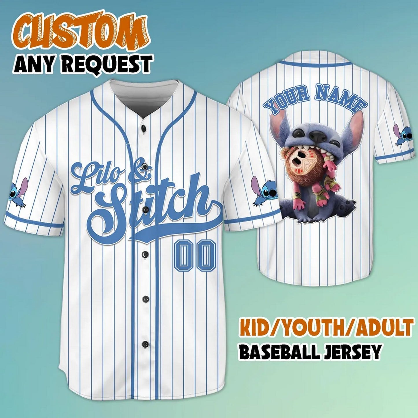 Custom Name Lilo And Stitch 2025 Live Movie Baseball Jersey