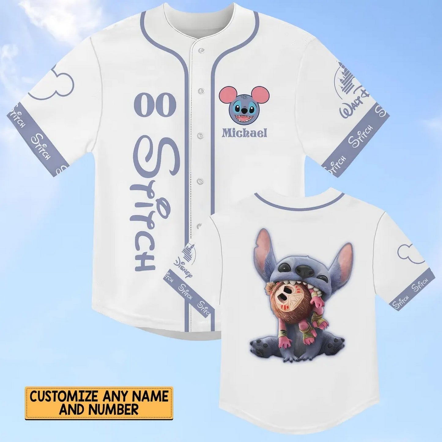 Custom Name Lilo And Stitch 2025 Simple White Baseball Jersey