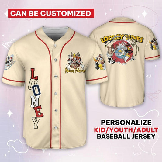 Custom Name Looney Tunes Vintage Baseball Jersey