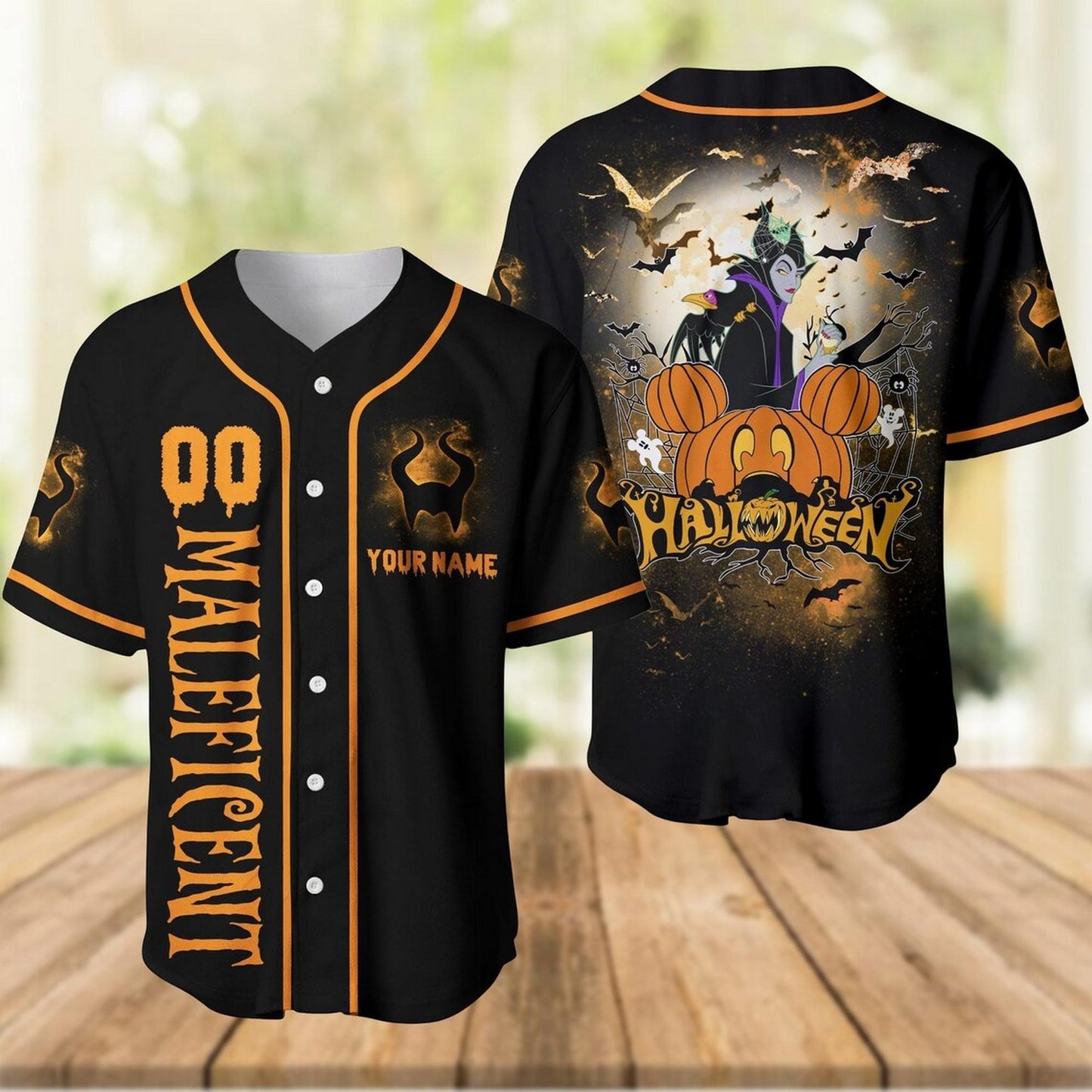 Custom Name Maleficent Halloween Baseball Jersey