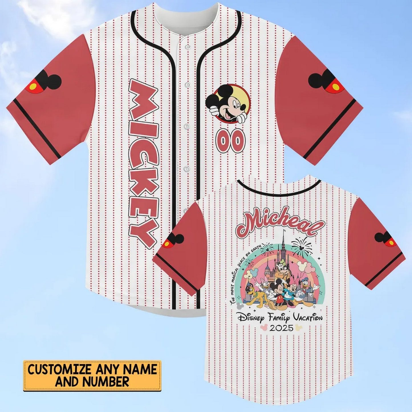 Custom Name Mickey Disney Family Vacation 2025 Baseball Jersey