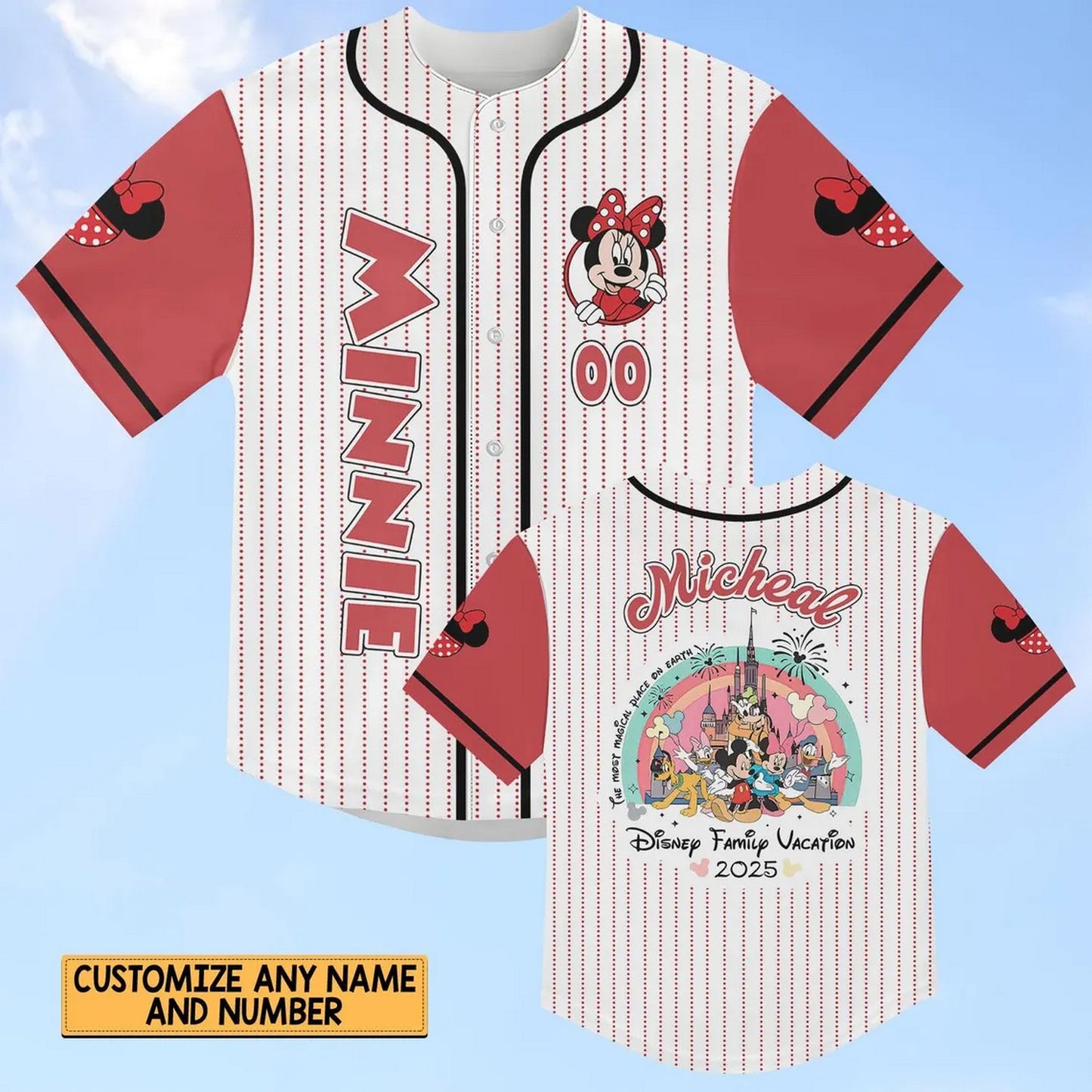 Custom Name Minnie Disney Family Vacation 2025 Baseball Jersey