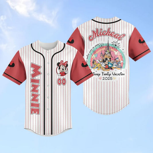 Custom Name Minnie Disney Family Vacation 2025 Baseball Jersey