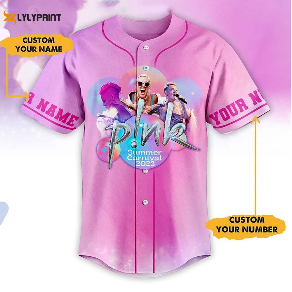 Custom Name Pink Summer Carnival 2023 Tour Pink Baseball Jersey - lylyprint.com