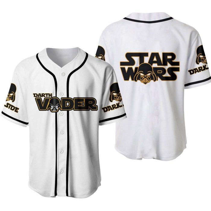 Darth Vader Star Wars White Yellow Disney Unisex Cartoon Graphics Casual Outfits Custom Baseball Jersey Gifts for Fans - lylyprint.com