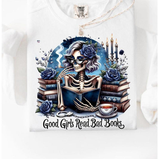good girls read bad books Shirt love to read spicy smut books booktok shirt spicy book club clipart sarcastic skeleton goth skull digital