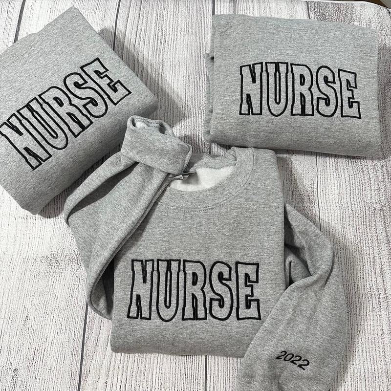 Vintage Nurse embroidered sweatshirt, New Nurse custom sweatshirts, Healthcare  crewnecks, nurses day gifts; gift for her/him