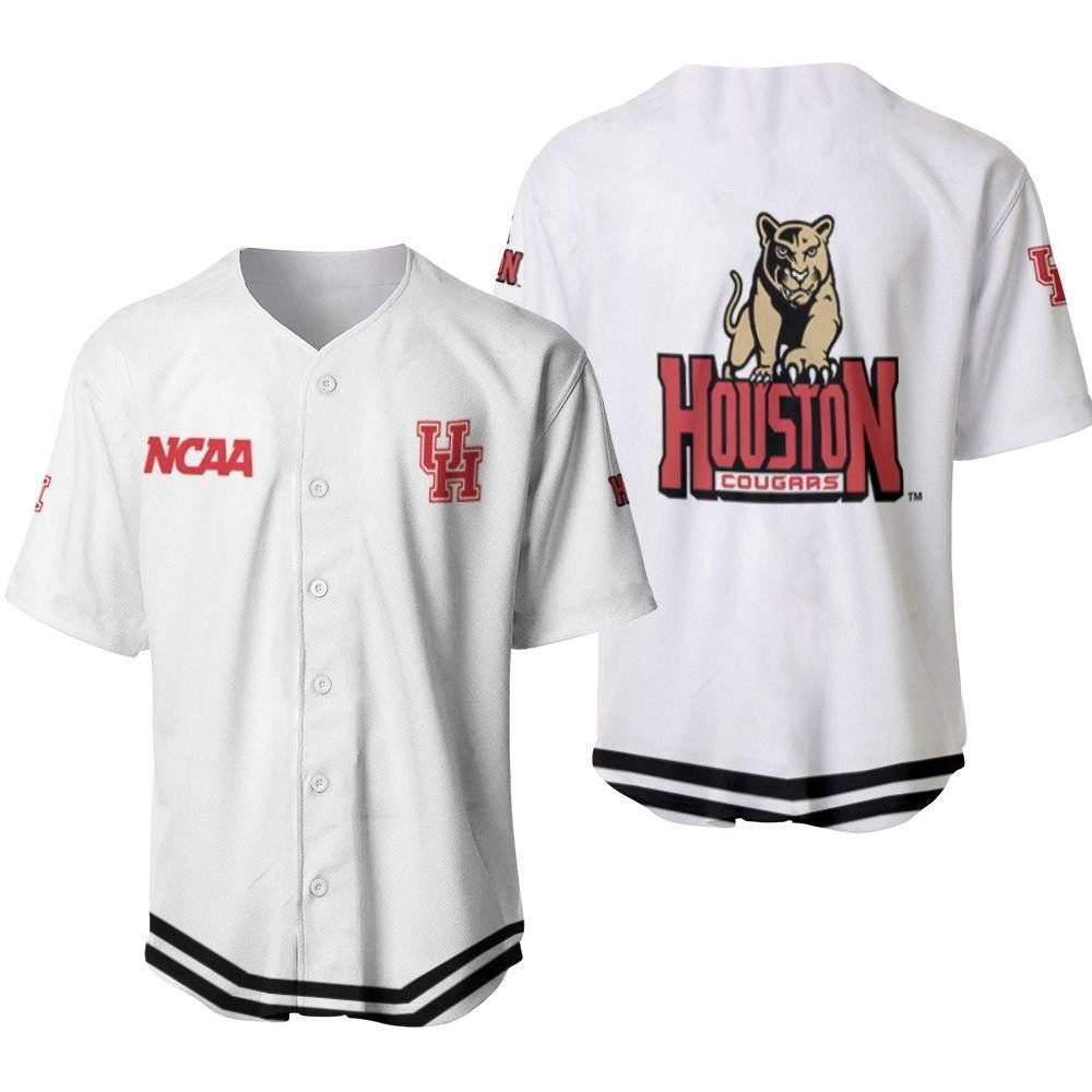 Houston Cougars Classic White With Mascot Gift For Houston Cougars Fans Baseball Jersey Gifts for Fans - lylyprint.com