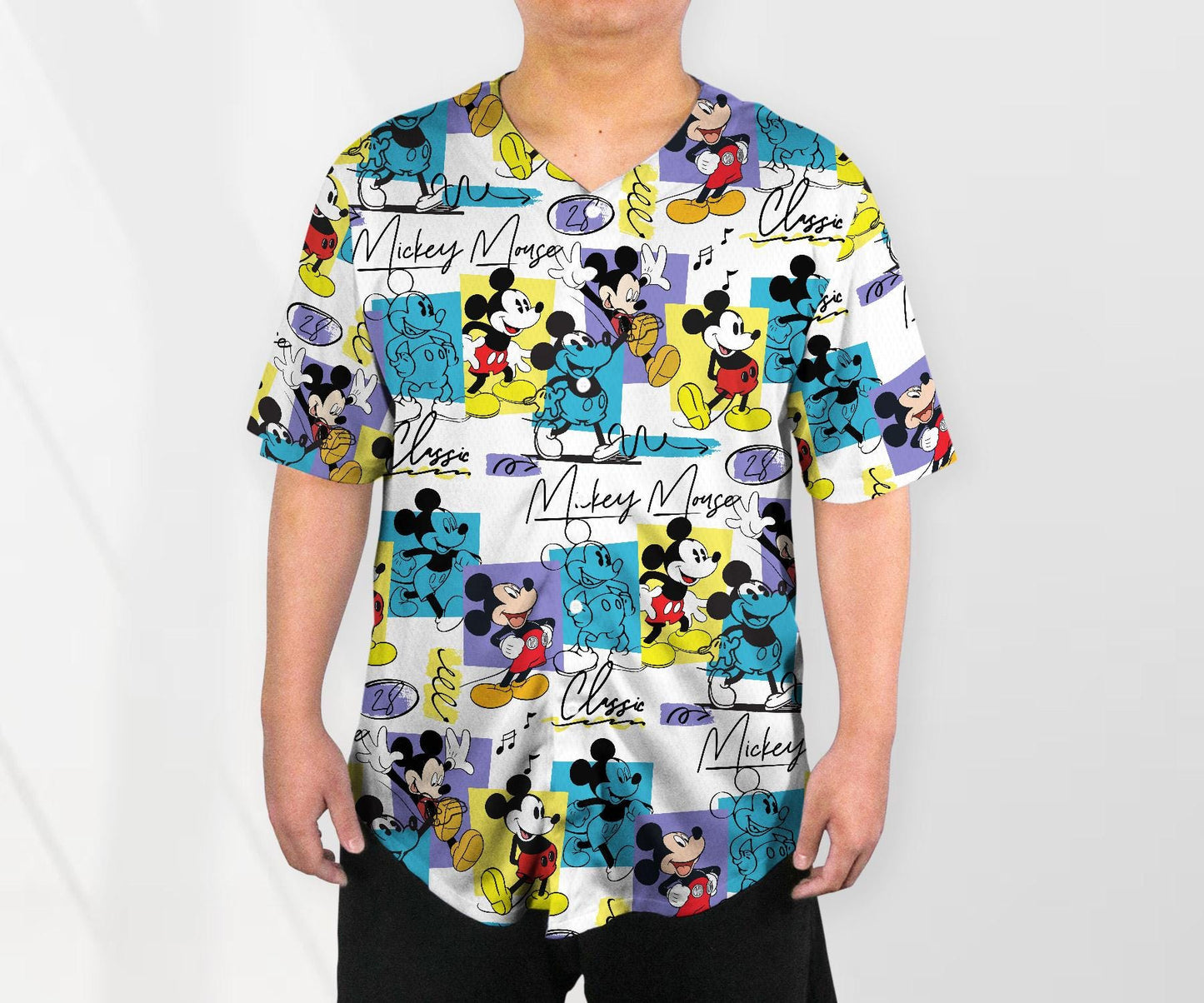 Mickey Baseball Jersey Vintage Cartoon Shirt Funny Graphic Tee Mickey Mouse Summer Tropical Shirt Gifts for Mickey Fan