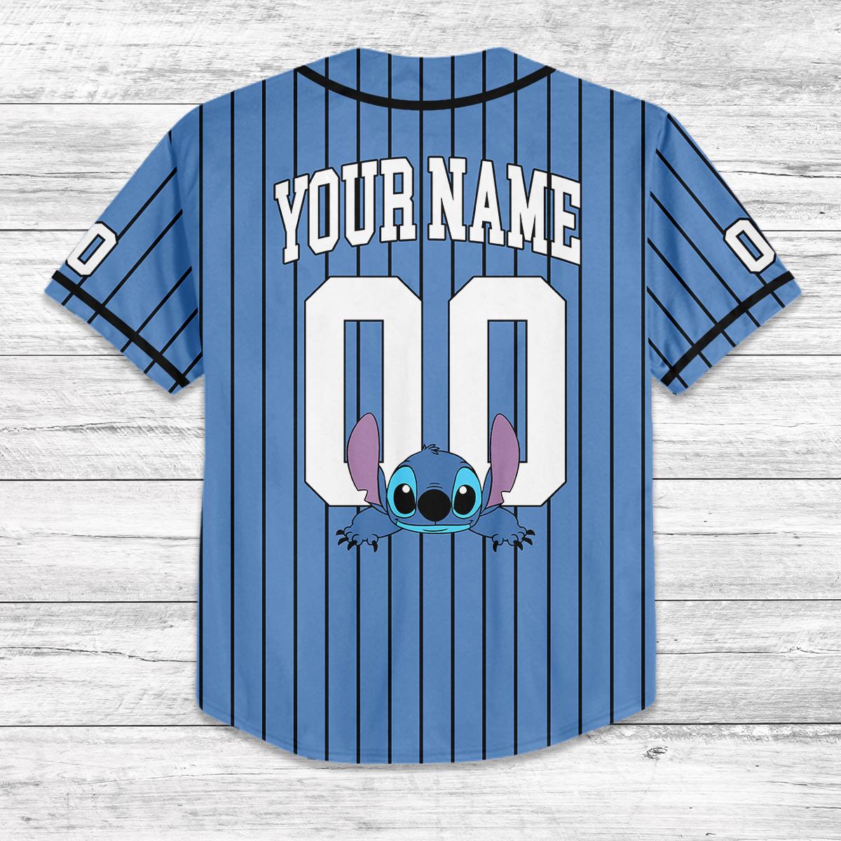 Custom Stitch Baseball Jersey, Kids Youth Adult Matching Outfit, Disney Trip 2025 Shirt, Personalized Lilo & Stitch Jersey
