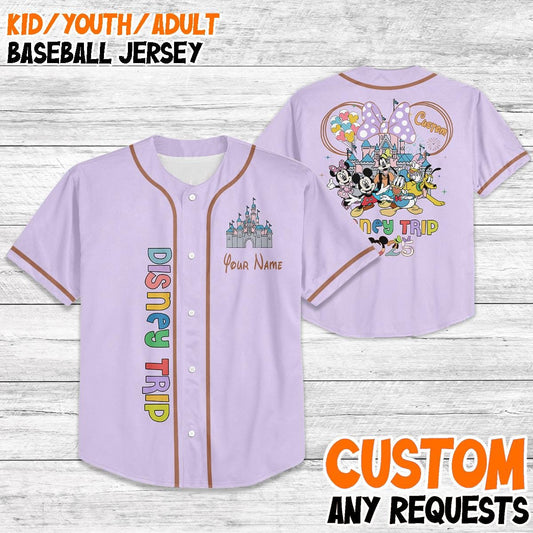 Custom Disney Baseball Jersey, Family Disney Trip 2025 Shirt, Matching Disney Outfits, Personalized Disney World Jersey