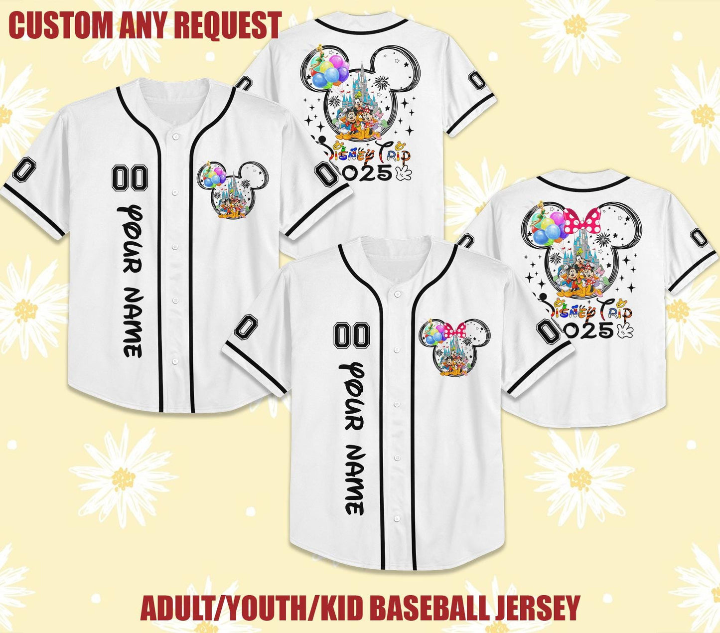 Family Disney Trip 2025 Baseball Jersey, Custom Matching Disney Shirts, Personalized Family Vacation Outfits, Disney Jerseys