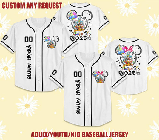 Family Disney Trip 2025 Baseball Jersey, Custom Matching Disney Shirts, Personalized Family Vacation Outfits, Disney Jerseys