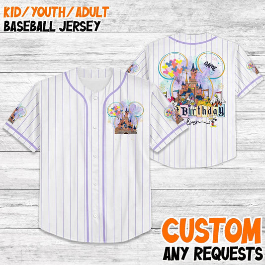 Custom Birthday Baseball Jersey, Disney Trip 2025 Shirt, Family Matching Disney Outfit, Kid/Youth/Adult Disney Birthday Jersey