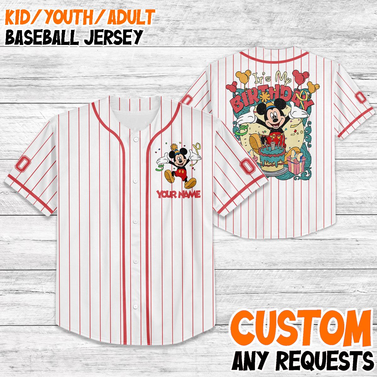 Custom Disney Birthday Baseball Jersey, Mickey Trip Shirt 2025, Personalized Gift for Kids, Matching Family Vacation Outfit