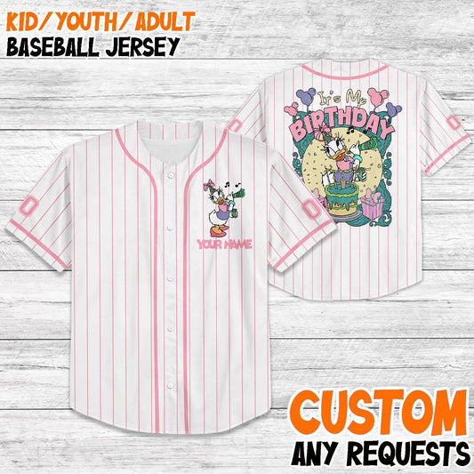 Custom Daisy Birthday Baseball Jersey, Disney Trip 2025 Shirt, Personalized Gift for Girls, Matching Family Vacation Outfit