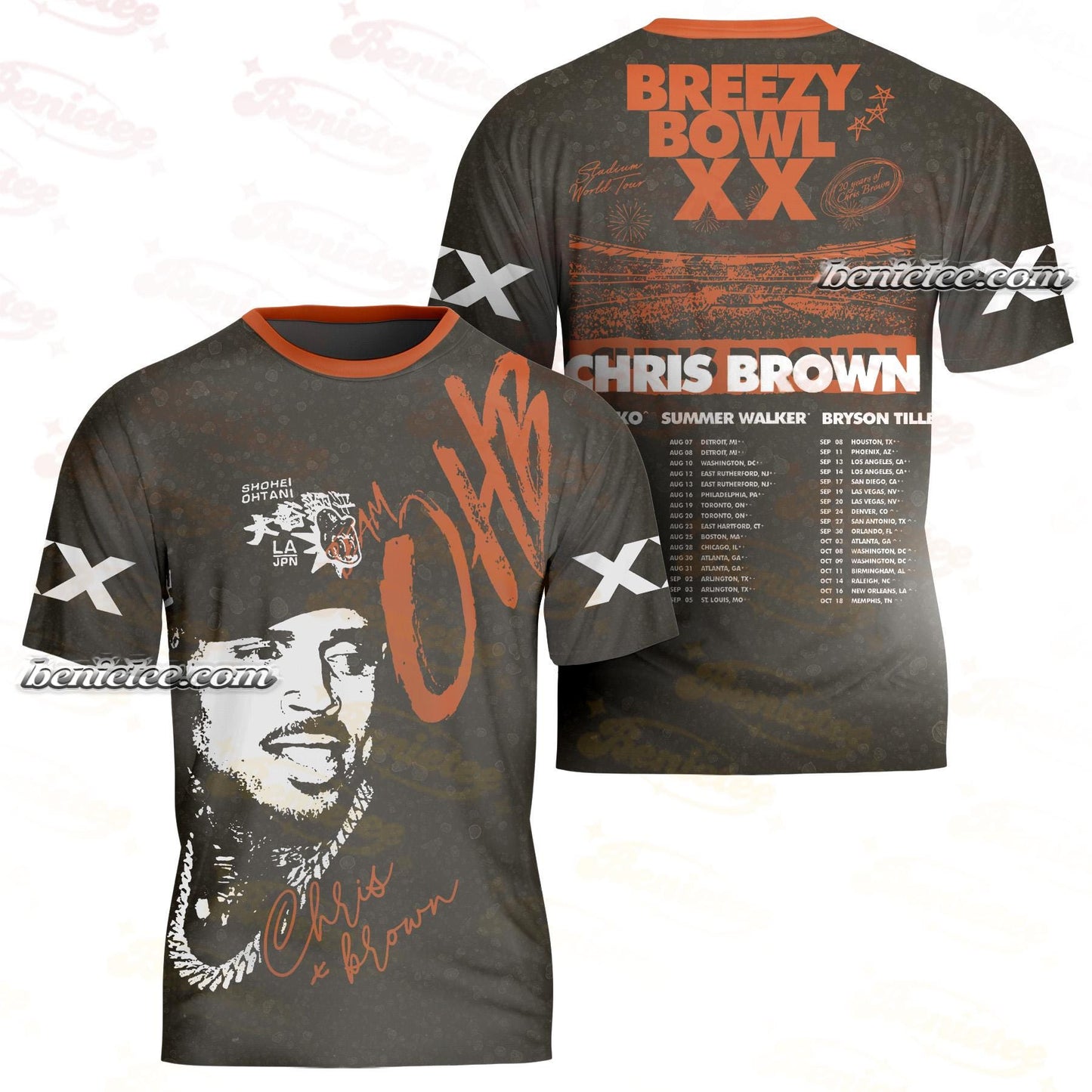 Chris Brown 11:11 Tour 2025 Shirt 3D, Chris Brown Breezy Bowl XX Tee