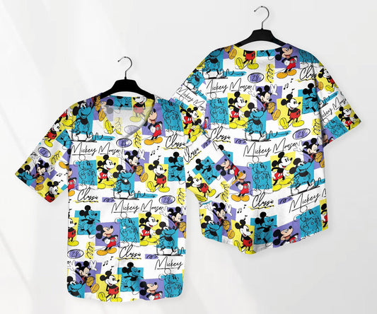 Mickey Baseball Jersey Vintage Cartoon Shirt Funny Graphic Tee Mickey Mouse Summer Tropical Shirt Gifts for Mickey Fan