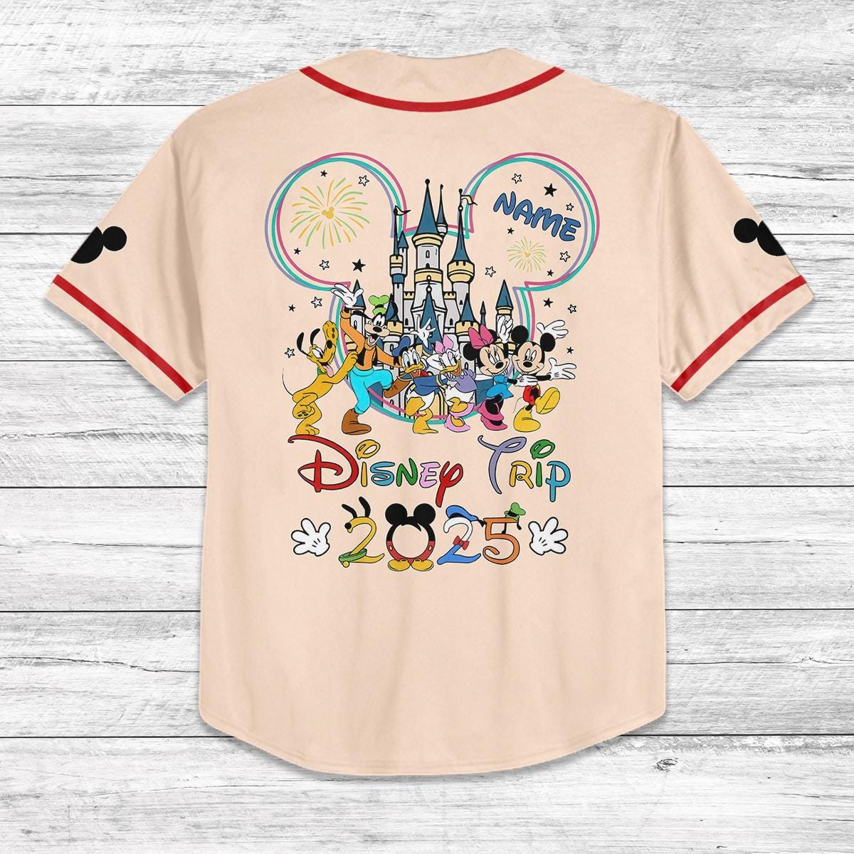 Custom Disney Trip 2025 Baseball Jersey, Matching Family Disney Shirt, Personalized Disney Vacation Outfit, Disney Jersey