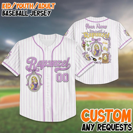 Girls Rapunzel Baseball Jersey, Custom Disney Trip 2025 Shirt, Personalized Disney Girl Jersey, Matching Family Disney Outfit