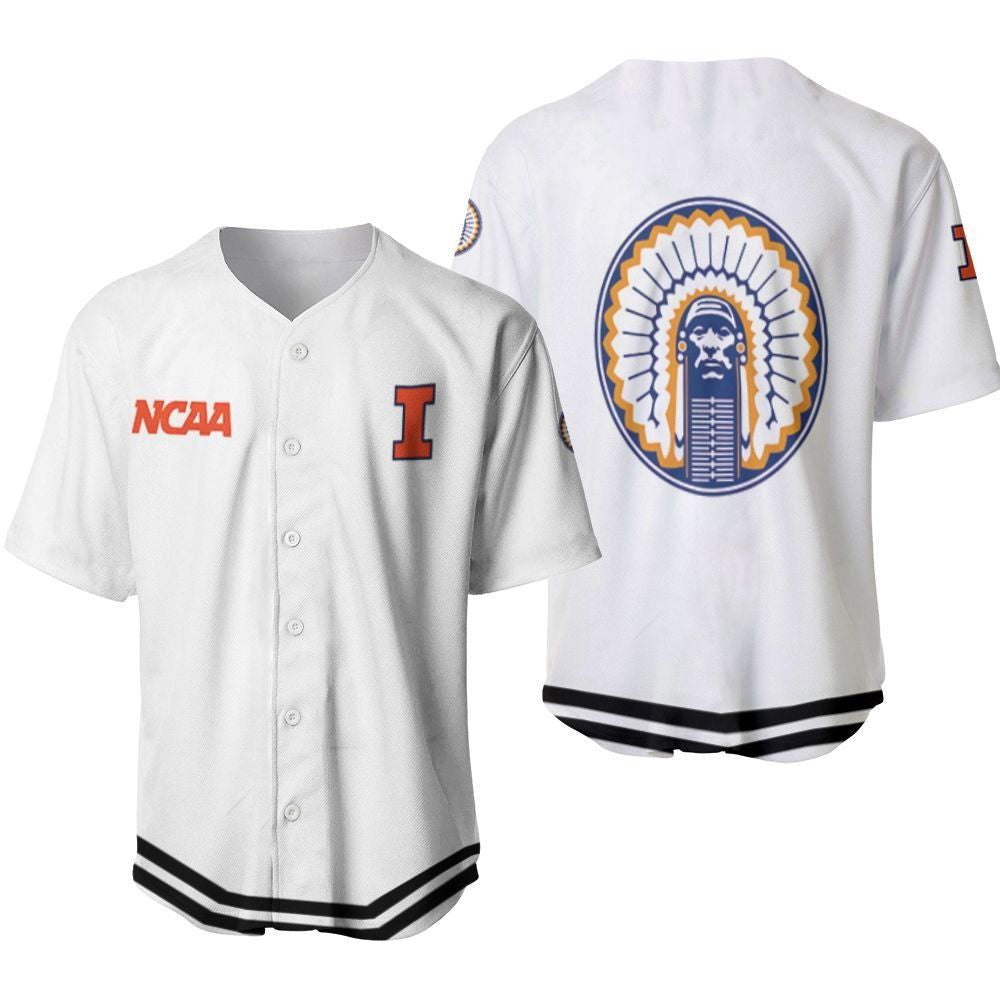Illinois Fighting Illini Classic White With Mascot Gift For Illinois Fighting Illini Fans Baseball Jersey Gifts for Fans - lylyprint.com