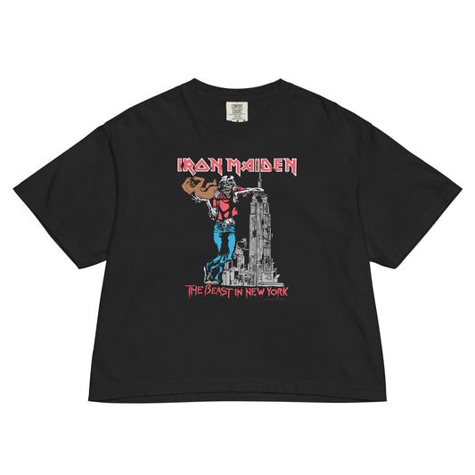 Iron Maiden NYC 1982 Vintage Tour Mineral Wash Womens Crop Tee