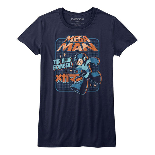 Mega Man Graphic Blu Bomber Womens T-Shirt