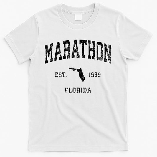 Marathon Florida Fl Vintage Athletic Black Sports Design T-Shirt