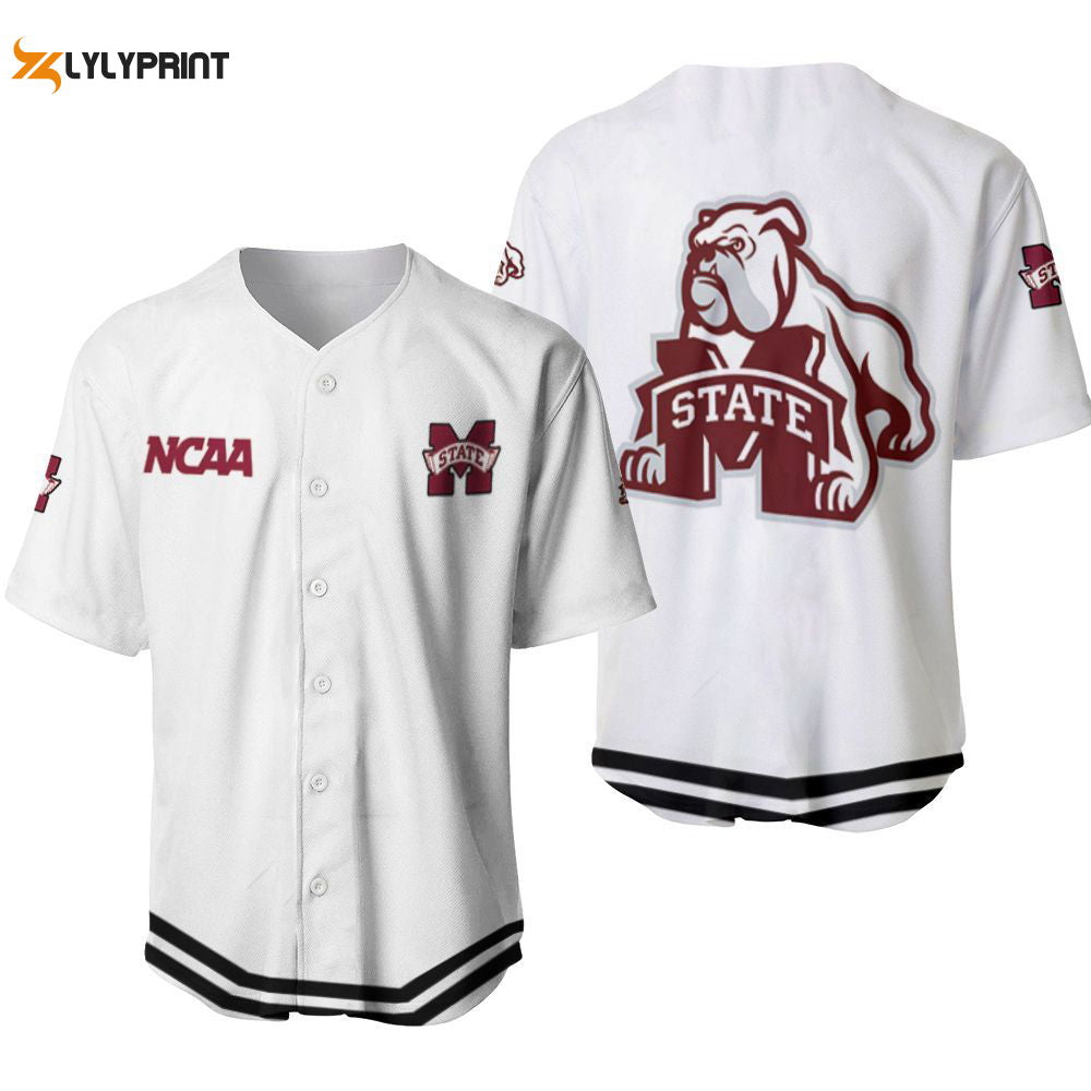 Mississippi State Bulldogs Classic White With Mascot Gift For Mississippi State Bulldogs Fans Baseball Jersey Gifts for Fans - lylyprint.com