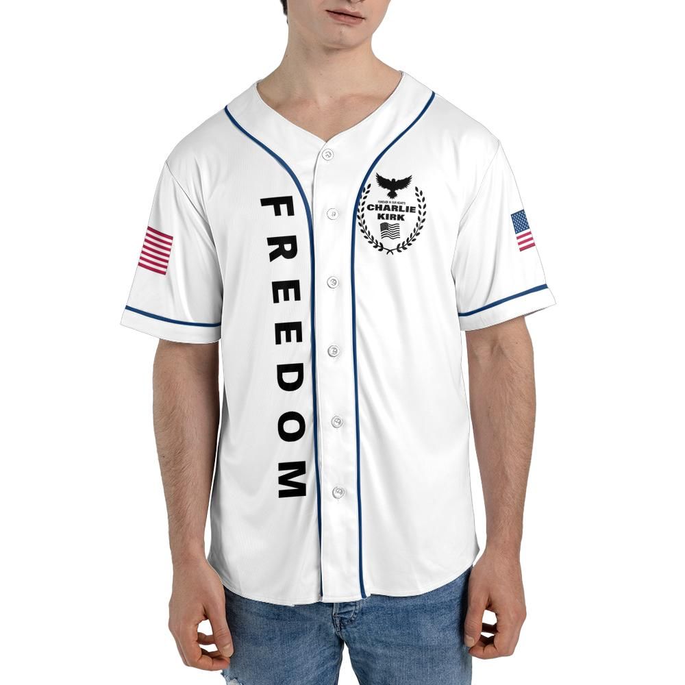 Freedom Charlie Kirk Forever In Our Hearts White Baseball Jersey