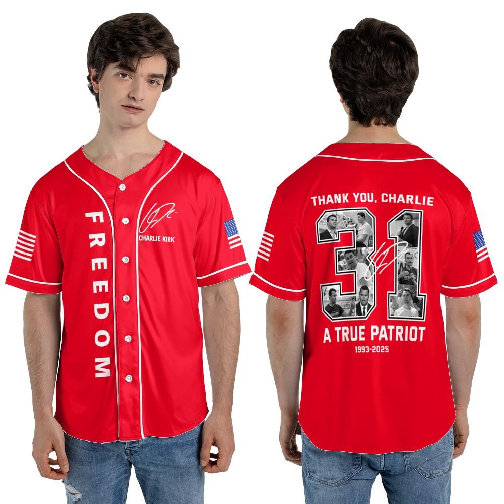 Freedom Thank You Charlie A True Patriot 31 Baseball Jersey