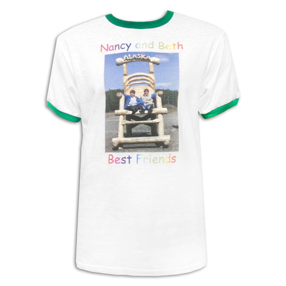 Best Friends White/Green Ringer Tee