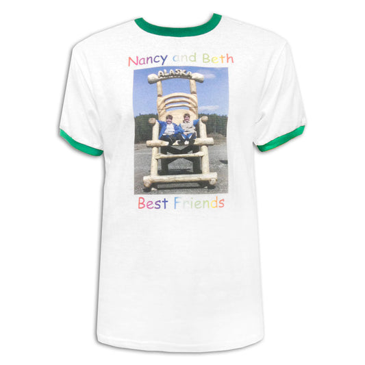 Best Friends White/Green Ringer Tee