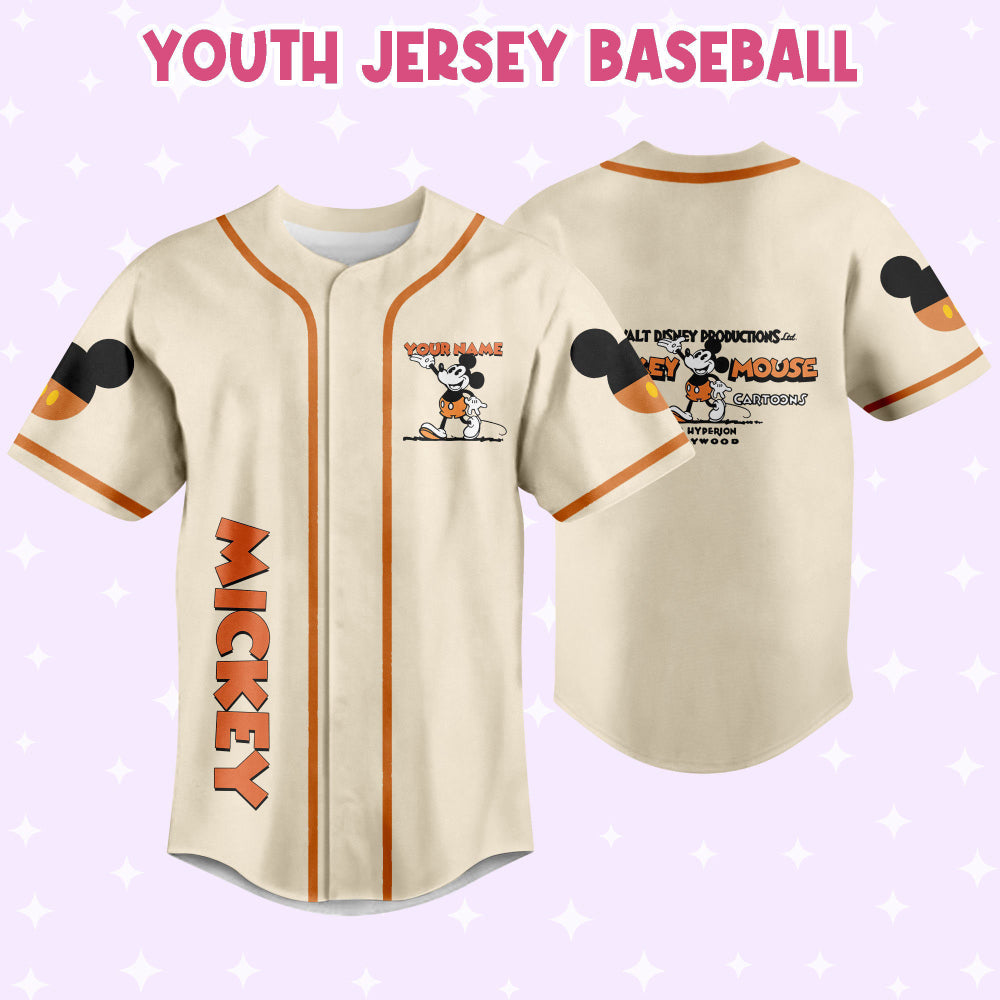 Vintage Mickey Jersey: Personalize Your Disney Baseball Style! Perfect Gift for Fans Magic Kingdom Tee Birthday Surprise! - Bafud