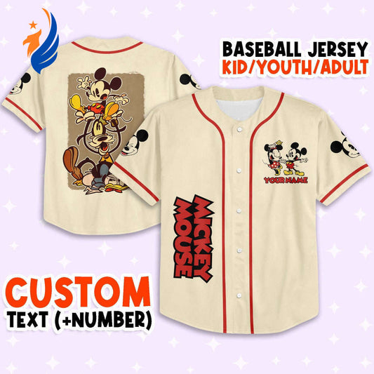 Custom 3D Disney Baseball Jersey: Personalized Mickey Classic Group Funny Outfits - Perfect Gift for Fans - Kids Youth Adult Options! - Bafud