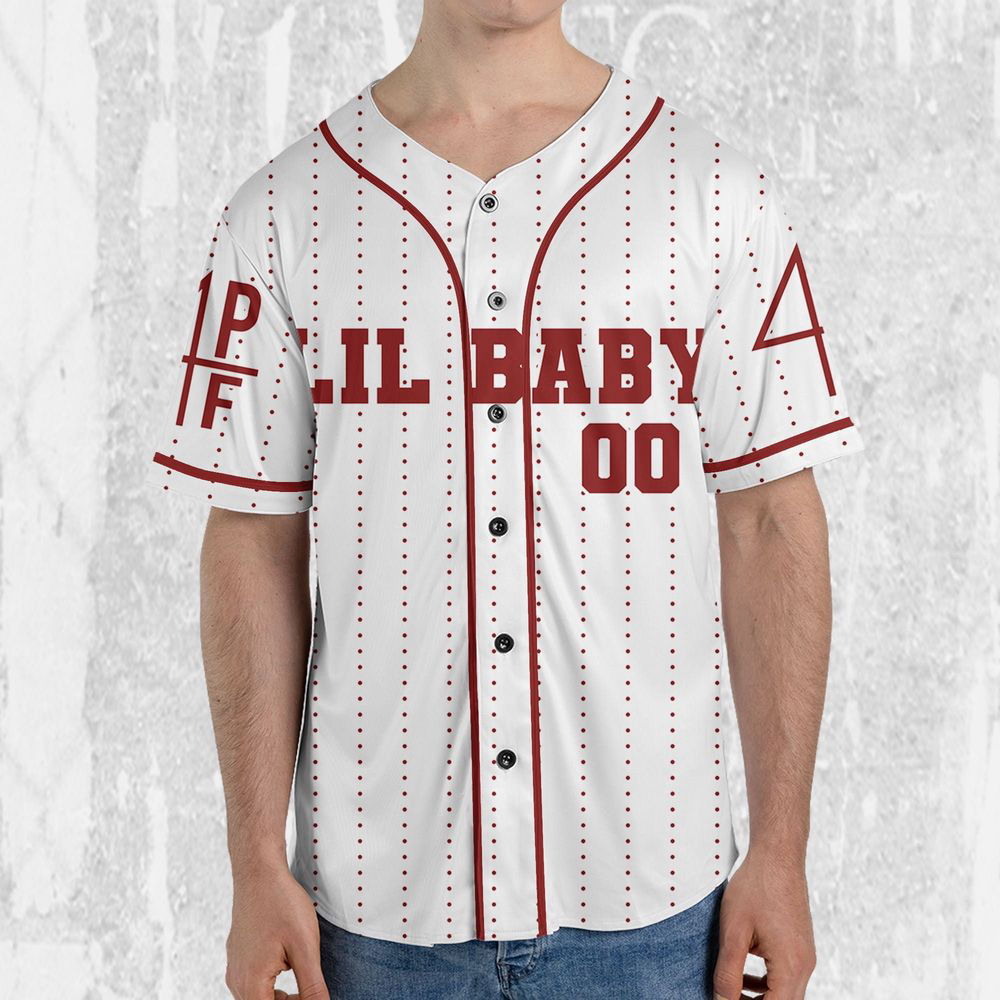 Personalize Retro Vintage Lil Baby Style Red And White Jersey, Lil Baby Baseball Jersey - lylyprint.com